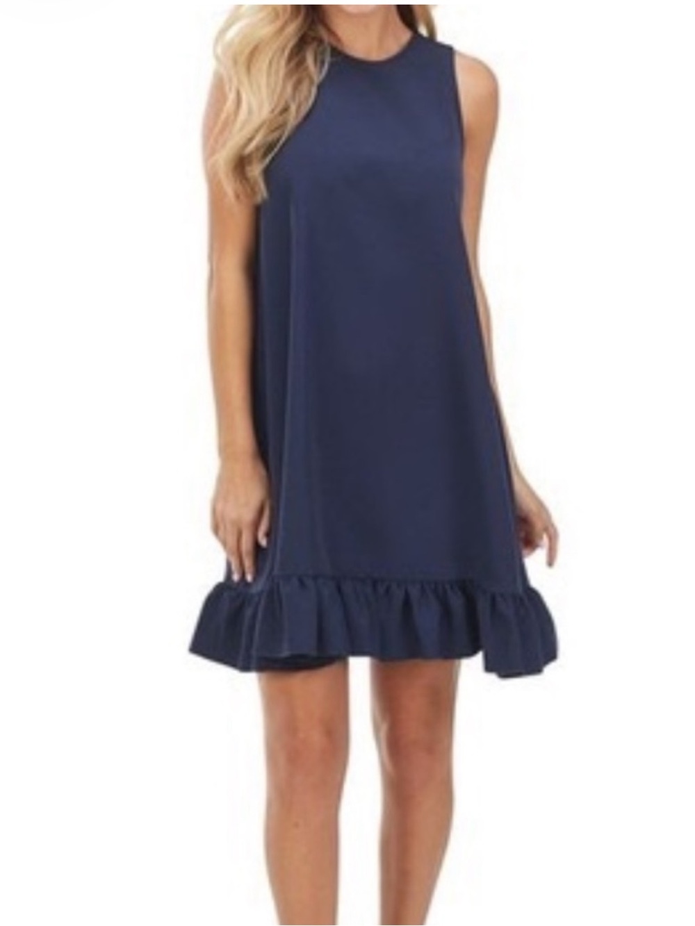 Mud Pie Navy Sleeveless Ruffle-Hem Swing Dress NWT